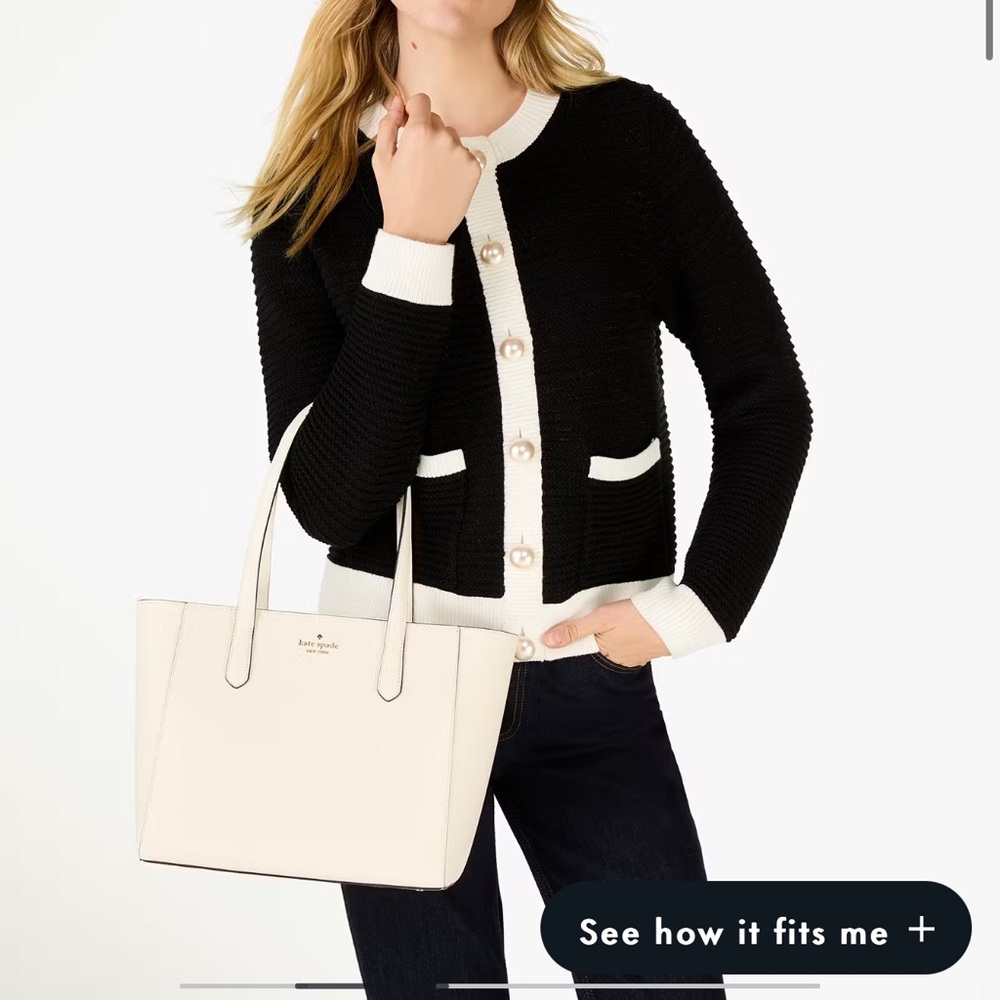 Kate Spade Elegant Cream Tote Bag perfect for spring - Picture 12 of 12